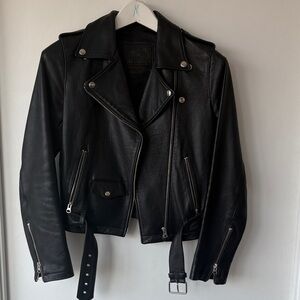 Roots Black Leather Moto Jacket